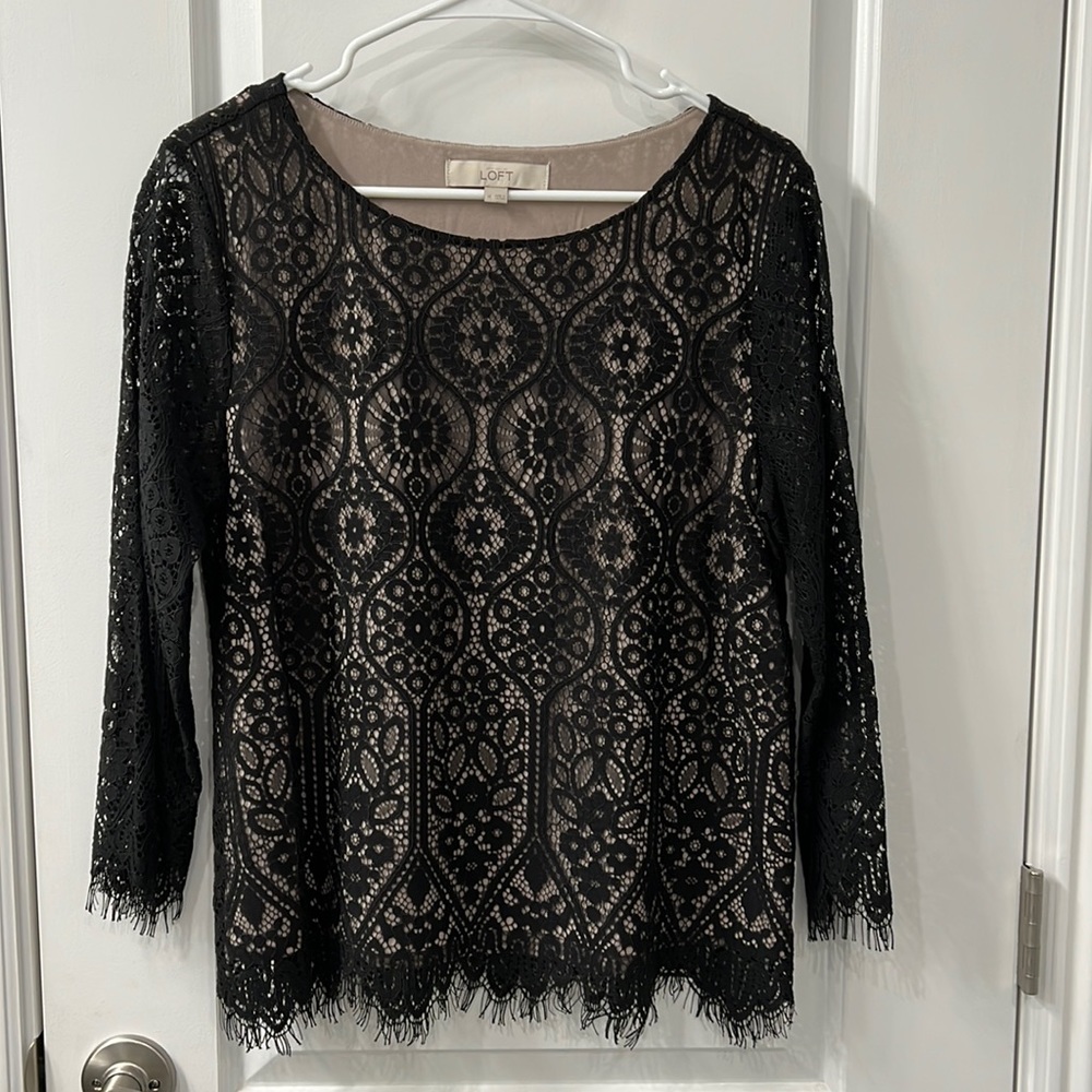 Loft black lace top
